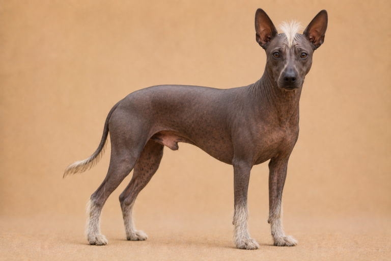 Chien nu du Pérou – illustration générée par IA