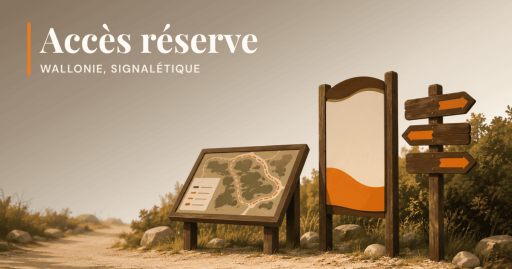 panneau de réserve naturelle avec un plan de circulation et des voies d'accès